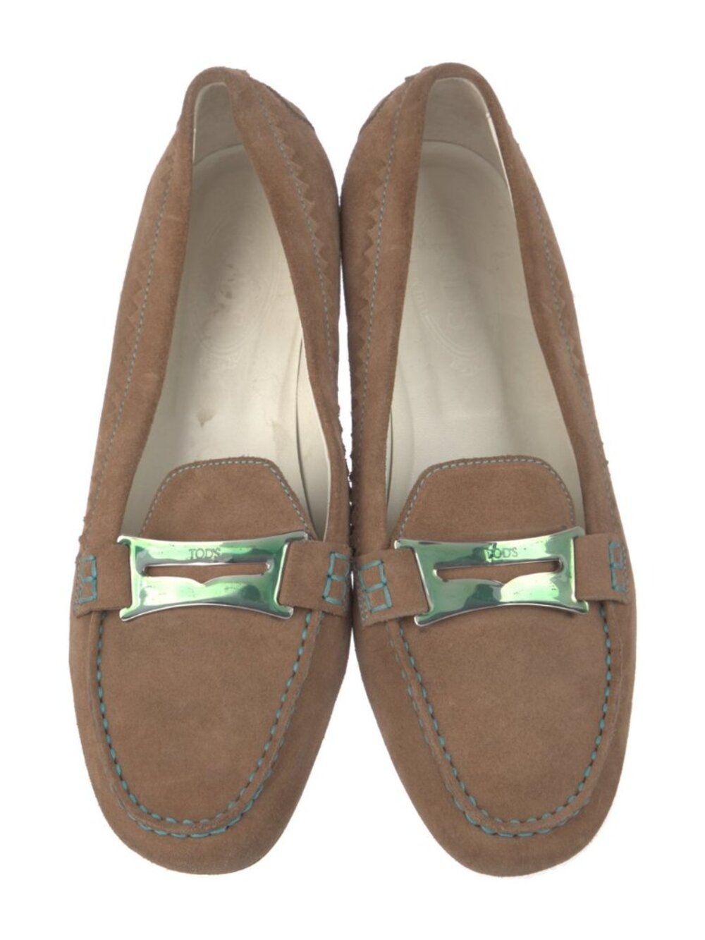 Tod's Women's Leather Suede Driver Loafer Size 39 US 9 Brown Camel Made in Italy